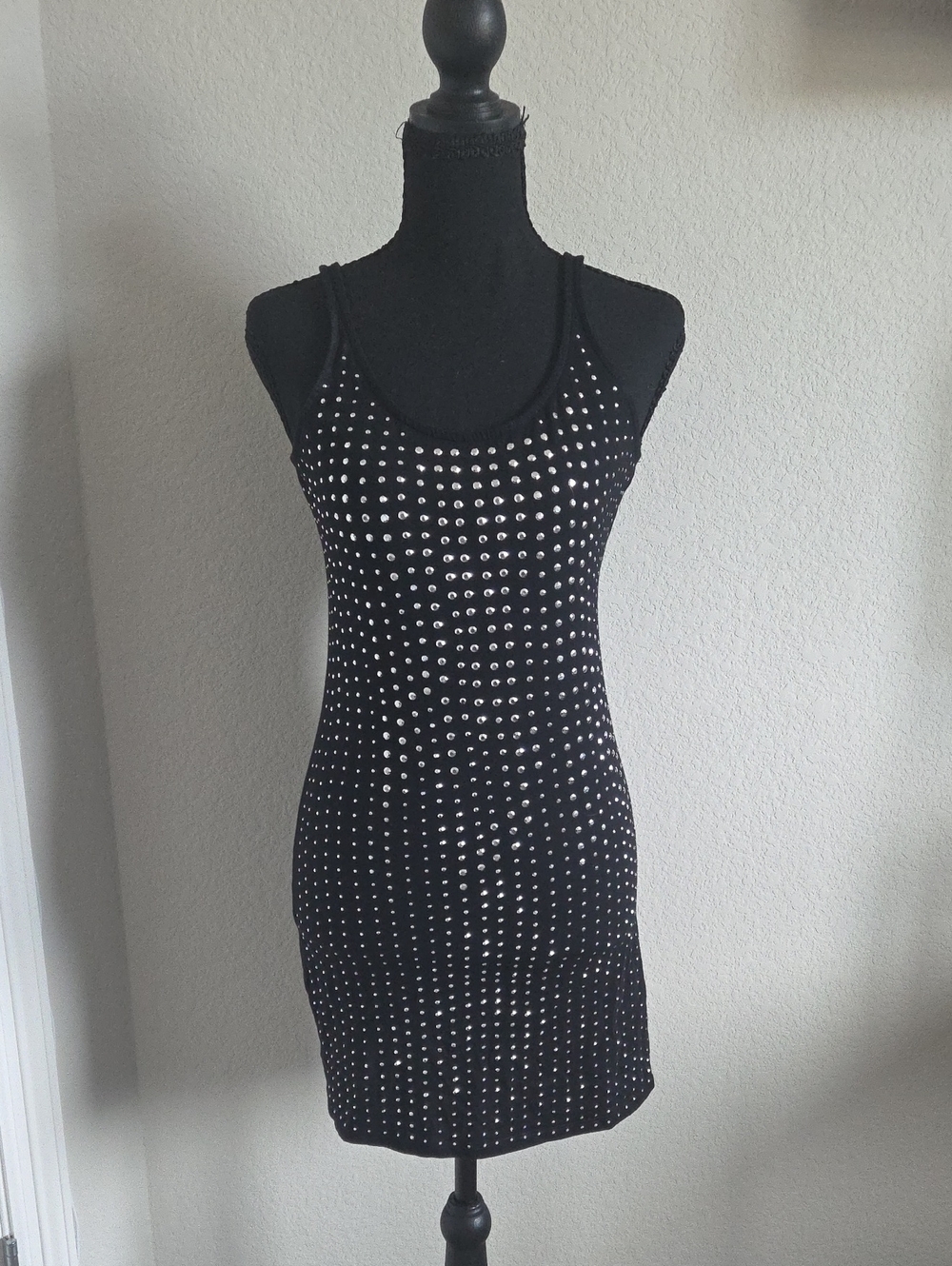 Express Black Silver Studded Bodycon Tank Mini Dress XS